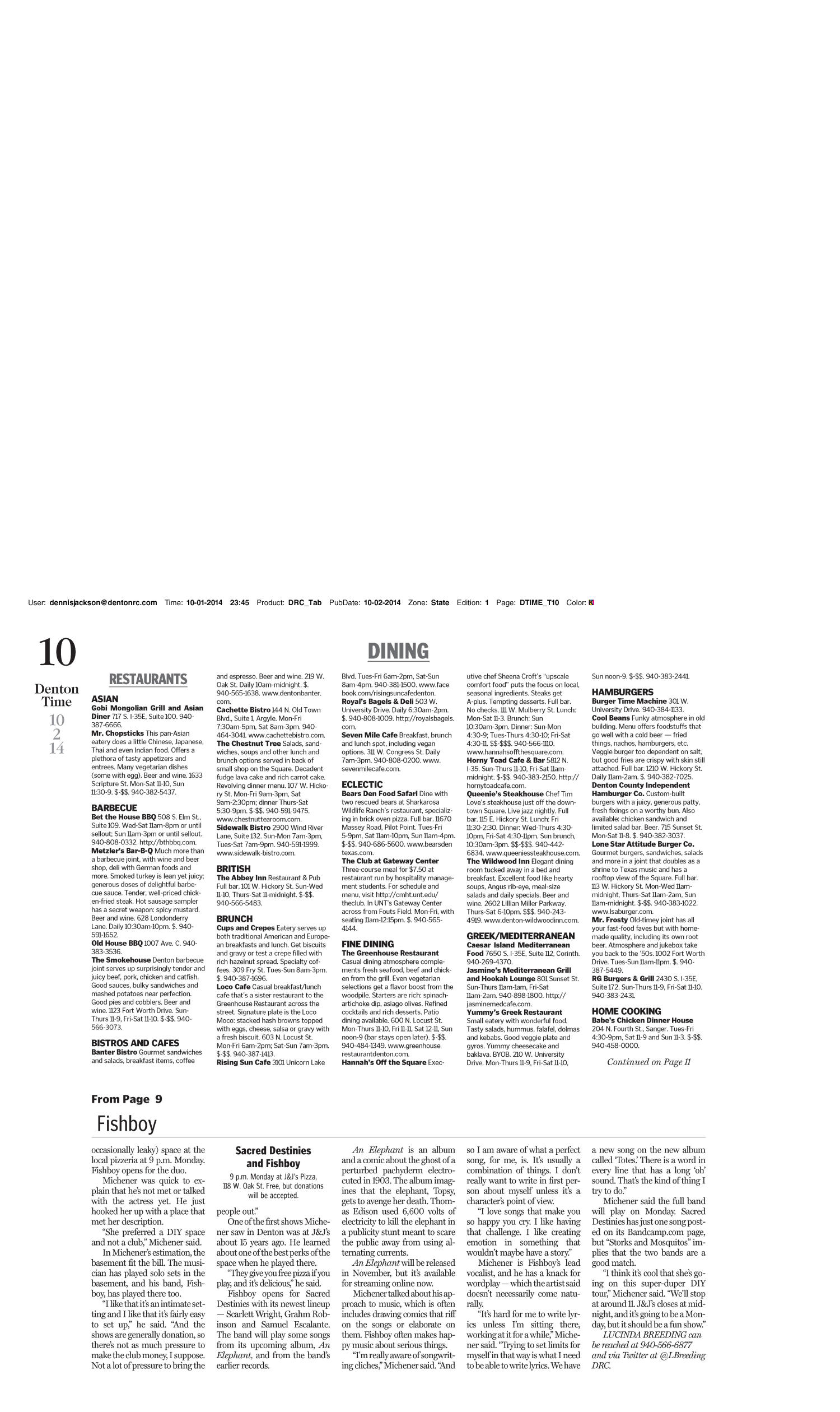 Denton Record-Chronicle (Denton, Tex.), Vol. 111, No. 61, Ed. 1 Thursday, October 2, 2014
                                                
                                                    [Sequence #]: 30 of 36
                                                