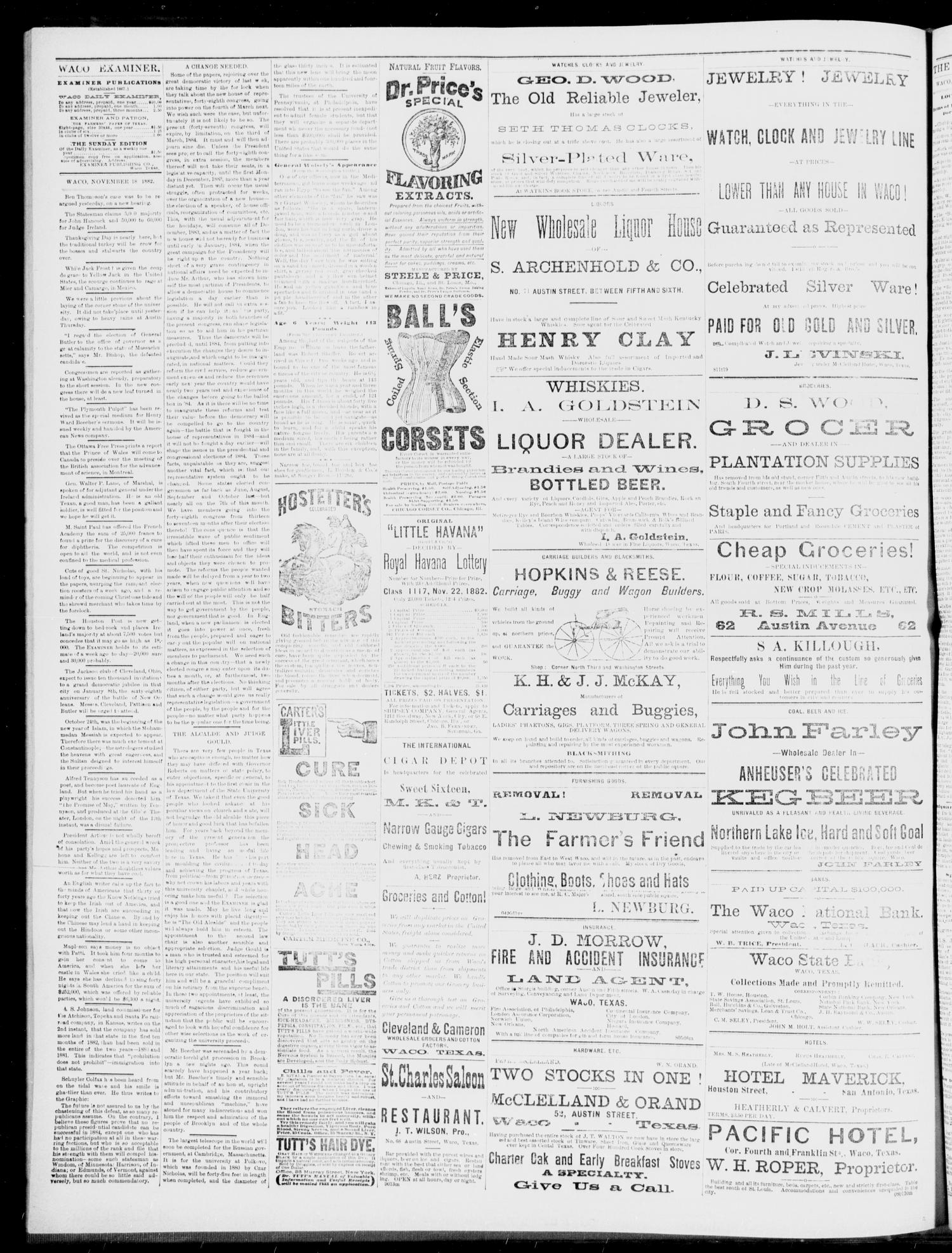 The Waco Daily Examiner. (Waco, Tex.), Vol. 15, No. 286, Ed. 1, Friday, November 17, 1882
                                                
                                                    [Sequence #]: 2 of 4
                                                