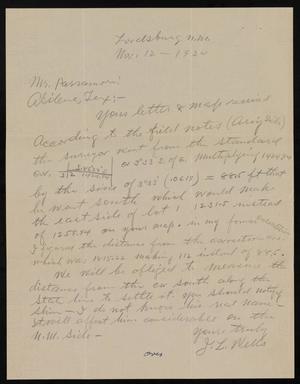 Primary view of object titled '[Letter from J. L. Wells to Mr. Parramore, November 12, 1930]'.