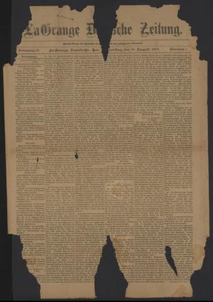 Primary view of object titled 'La Grange Deutsche Zeitung. (La Grange, Tex.), Vol. 15, No. 1, Ed. 1 Thursday, August 15, 1907'.