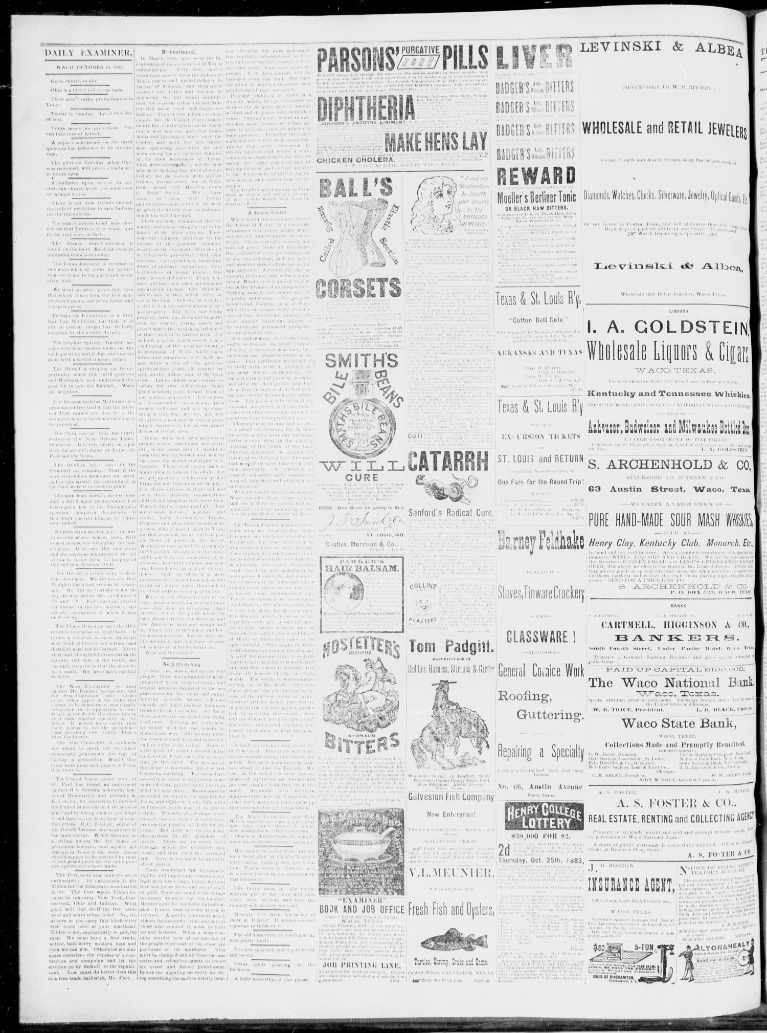 The Waco Daily Examiner. (Waco, Tex.), Vol. 16, No. 257, Ed. 1, Sunday, October 14, 1883
                                                
                                                    [Sequence #]: 2 of 4
                                                