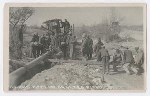 Primary view of object titled '[Postcard of Men Working on a Pipeline]'.