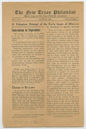 Primary view of object titled 'The New Texas Philatelist, Volume 1, Number 7, August 1949'.