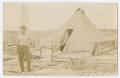 Postcard: [Man in Front of a Canvas Tent]