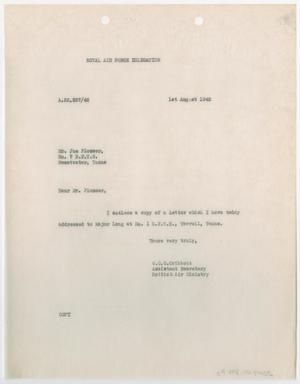 Primary view of object titled '[Letter from W. C. G. Cribbett to Joe Plosser, August 1, 1942]'.