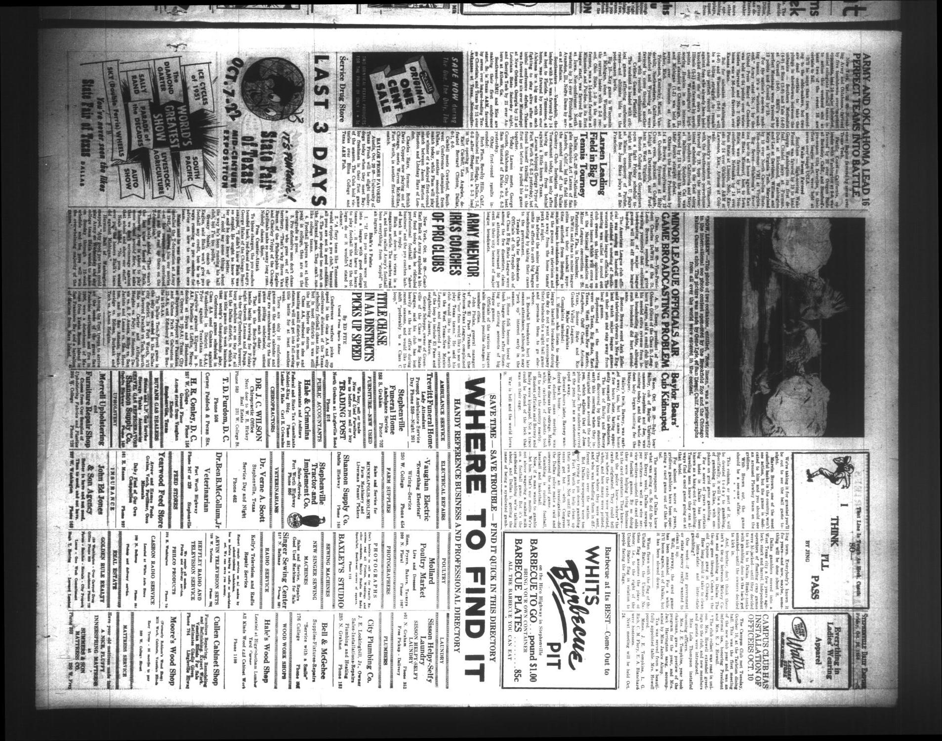 Stephenville Daily Empire (Stephenville, Tex.), Vol. 2, No. 34, Ed. 1 Friday, October 20, 1950
                                                
                                                    [Sequence #]: 3 of 6
                                                
