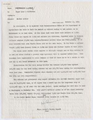 Primary view of object titled '[Herman Lurie's Weekly Report, October 15, 1954]'.