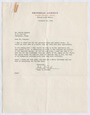 Primary view of object titled '[Letter from Glenn A. Andrews to Harris Leon Kempner, December 13, 1954]'.