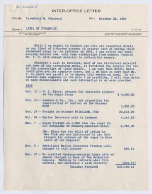 Primary view of object titled '[Inter-Office Letter from George Andre to Isaac Herbert Kempner, October 28, 1954]'.