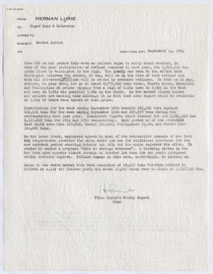 Primary view of object titled '[Herman Lurie's Weekly Report, September 24, 1954]'.