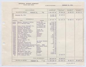 Primary view of object titled '[Imperial Sugar Company, Cash Balance Report, February 25, 1954]'.