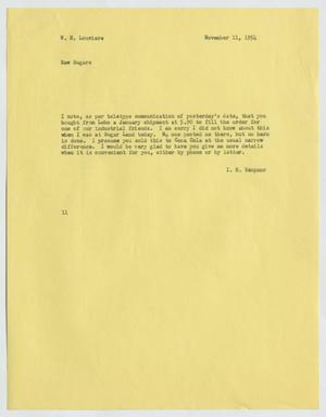 Primary view of object titled '[Letter from I. H. Kempner to W. H. Louviere, November 11, 1954]'.