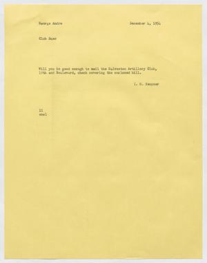 Primary view of object titled '[Letter from Isaac Herbert Kempner to George Andre, December 4, 1954]'.