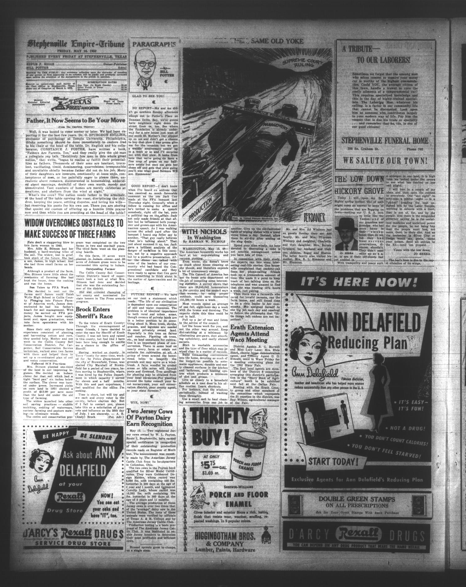 Stephenville Empire-Tribune (Stephenville, Tex.), Vol. 82, No. 20, Ed. 1 Friday, May 16, 1952
                                                
                                                    [Sequence #]: 12 of 14
                                                