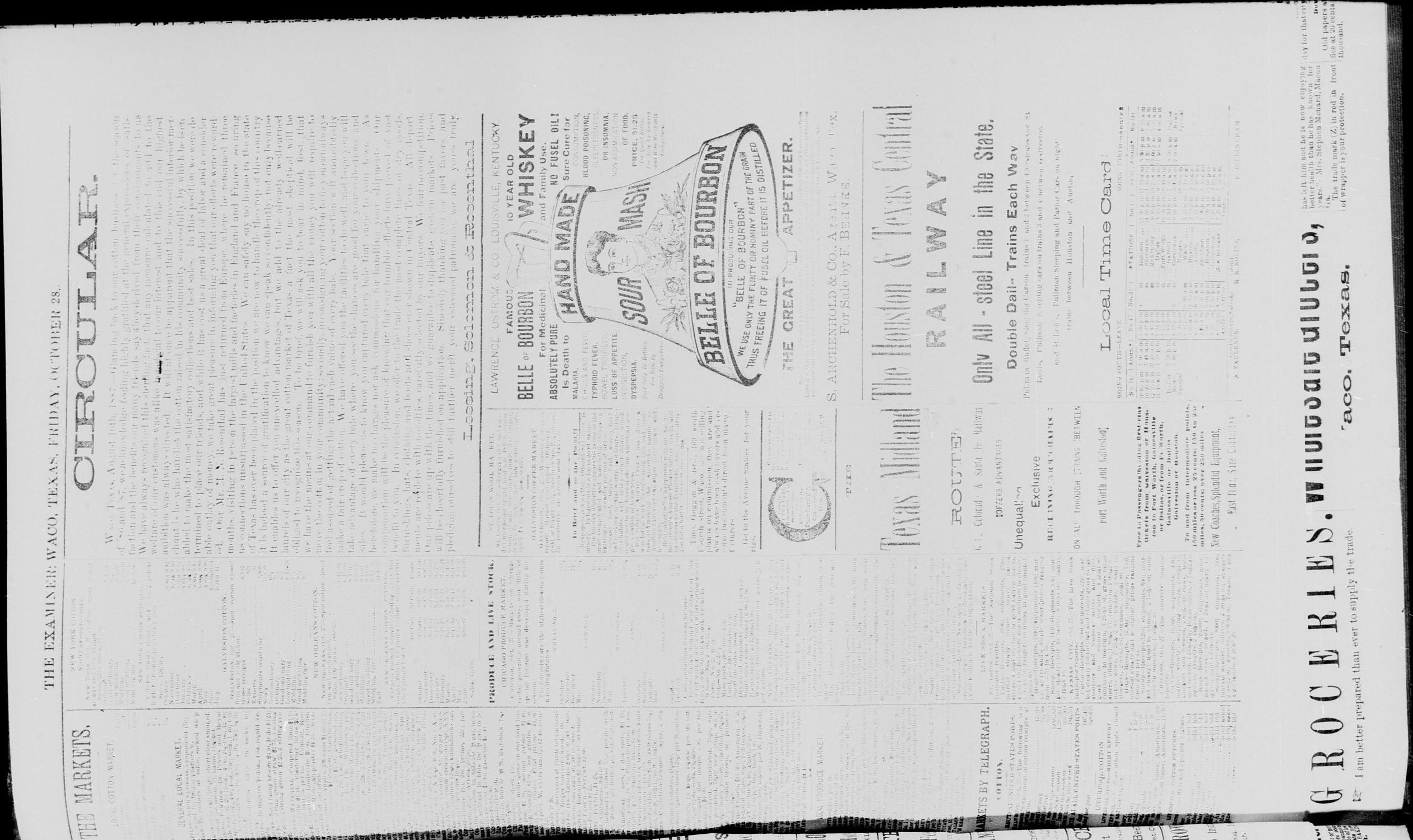 Waco Daily Examiner. (Waco, Tex.), Vol. 20, No. 295, Ed. 1, Friday, October 28, 1887
                                                
                                                    [Sequence #]: 7 of 8
                                                