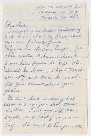 Primary view of object titled '[Letter from Viola Eldridge to her father, March 1, 1962]'.