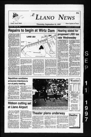 Primary view of object titled 'The Llano News (Llano, Tex.), Vol. 109, No. 48, Ed. 1 Thursday, September 11, 1997'.