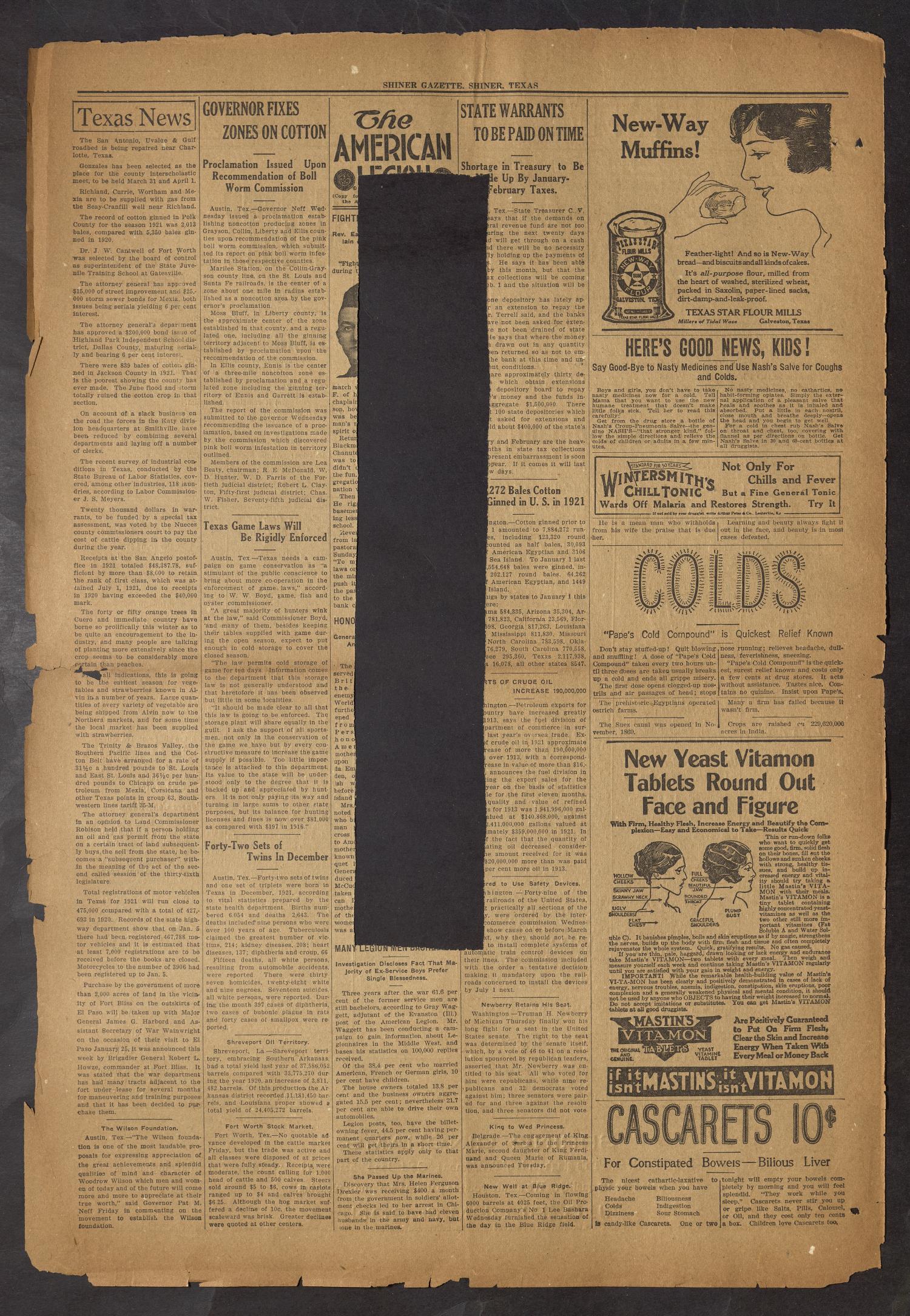 Shiner Gazette (Shiner, Tex.), Vol. 29, No. 15, Ed. 1 Thursday, January 19, 1922
                                                
                                                    [Sequence #]: 2 of 8
                                                