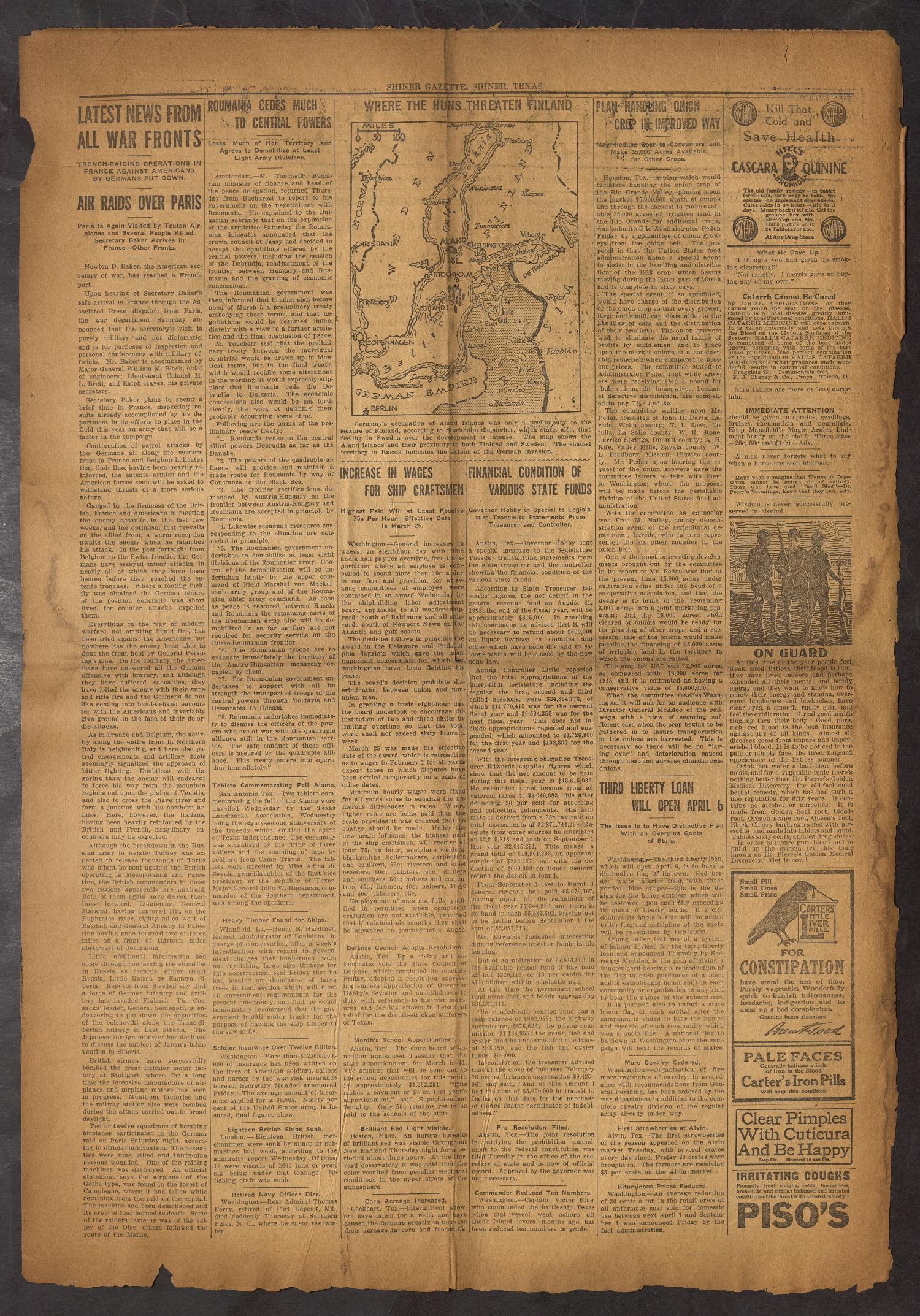Shiner Gazette (Shiner, Tex.), Vol. 25, No. 25, Ed. 1 Thursday, March 14, 1918
                                                
                                                    [Sequence #]: 2 of 8
                                                