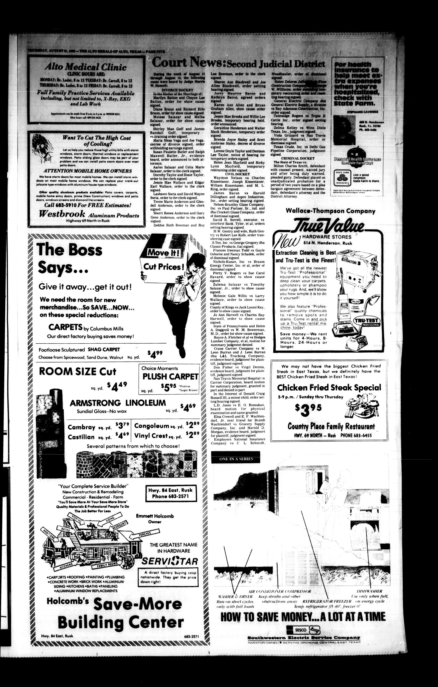 The Alto Herald and The Wells News 'N Views (Alto, Tex.), Vol. 91, No. 15, Ed. 1 Thursday, August 21, 1986
                                                
                                                    [Sequence #]: 5 of 8
                                                