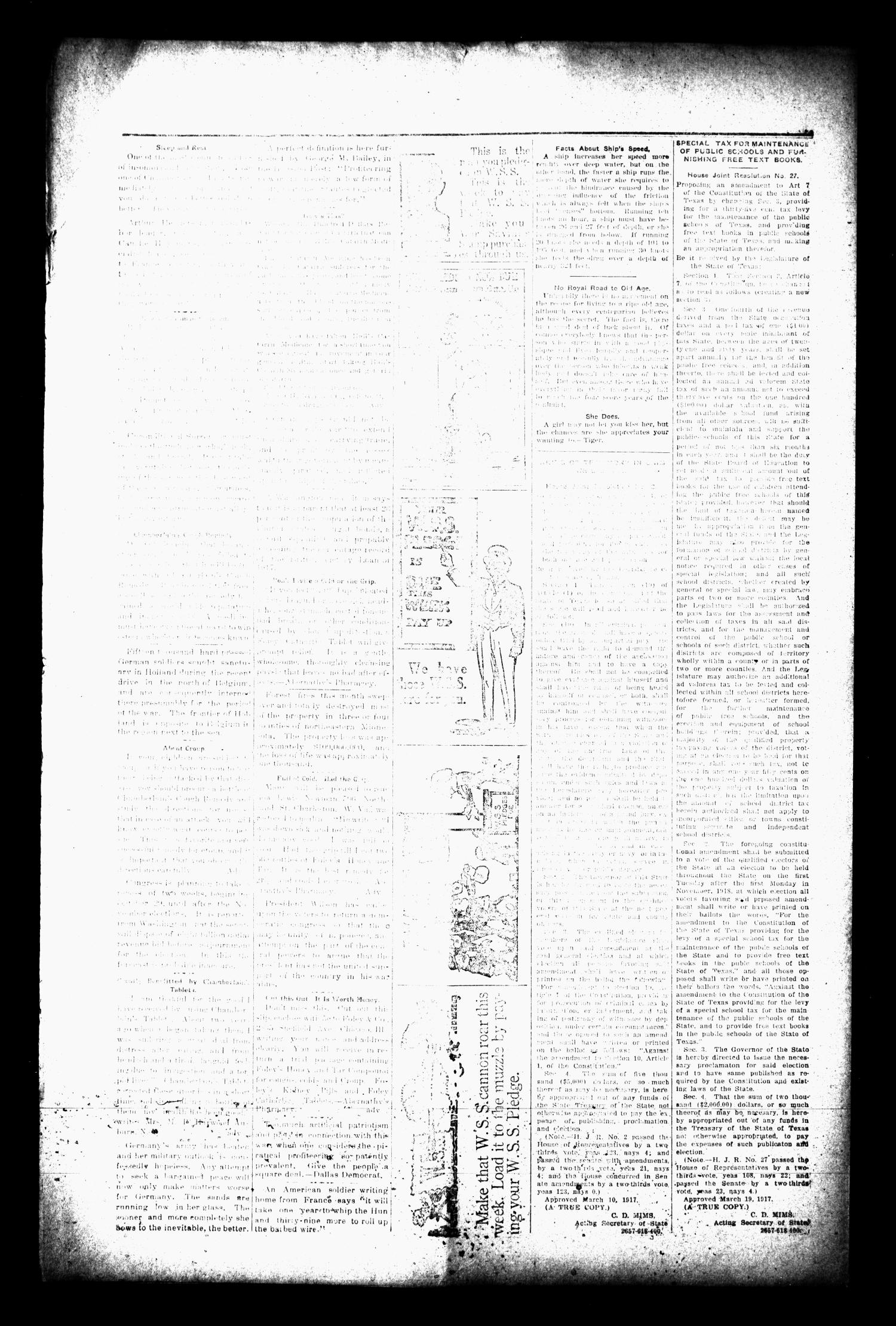 Palo Pinto County Star. (Palo Pinto, Tex.), Vol. 43, No. 19, Ed. 1 Friday, November 1, 1918
                                                
                                                    [Sequence #]: 4 of 4
                                                
