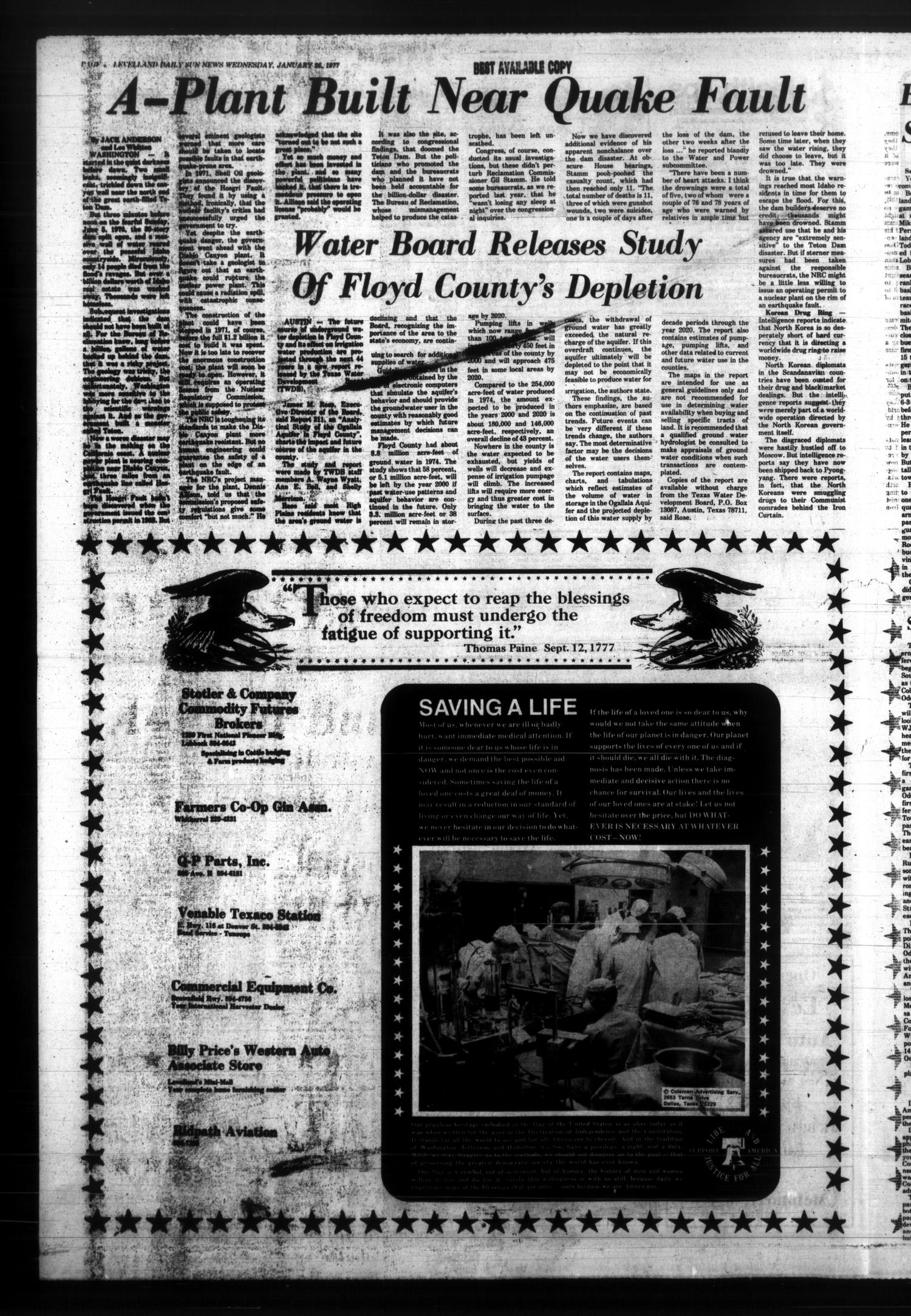 Levelland Daily Sun News (Levelland, Tex.), Vol. 35, No. 81, Ed. 1 Wednesday, January 26, 1977
                                                
                                                    [Sequence #]: 4 of 8
                                                