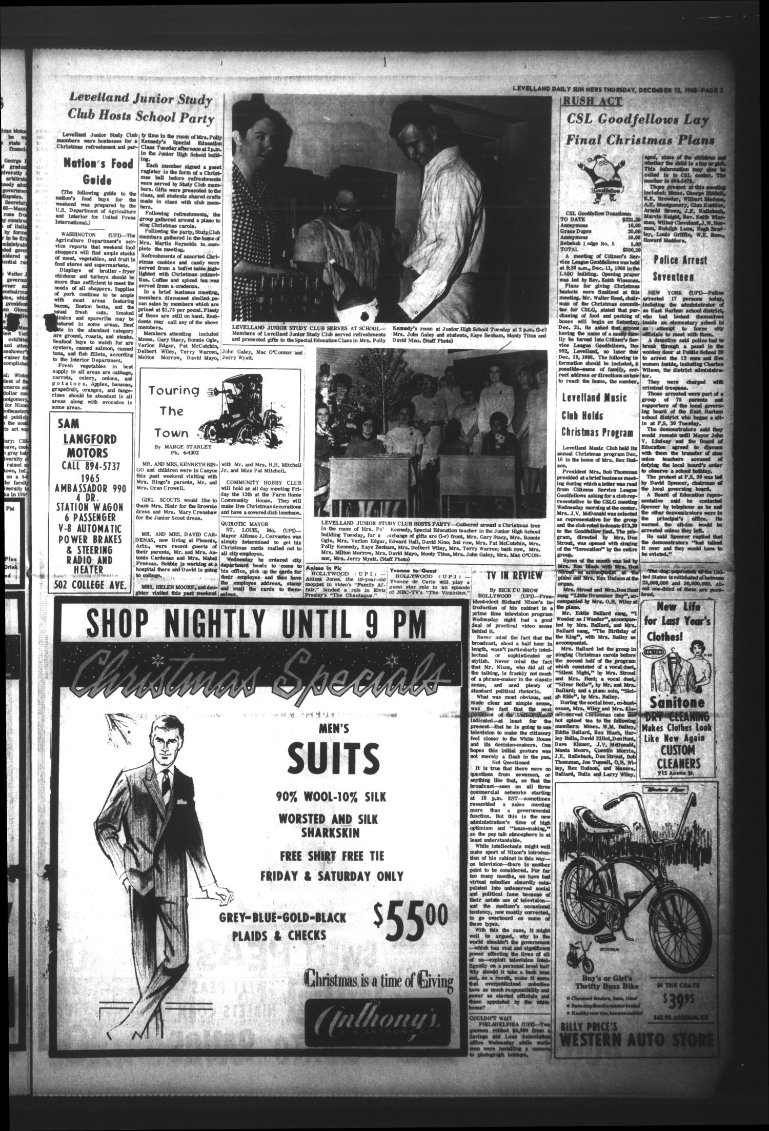 Levelland Daily Sun-News (Levelland, Tex.), Vol. 28, No. 51, Ed. 1 Thursday, December 12, 1968
                                                
                                                    [Sequence #]: 3 of 15
                                                