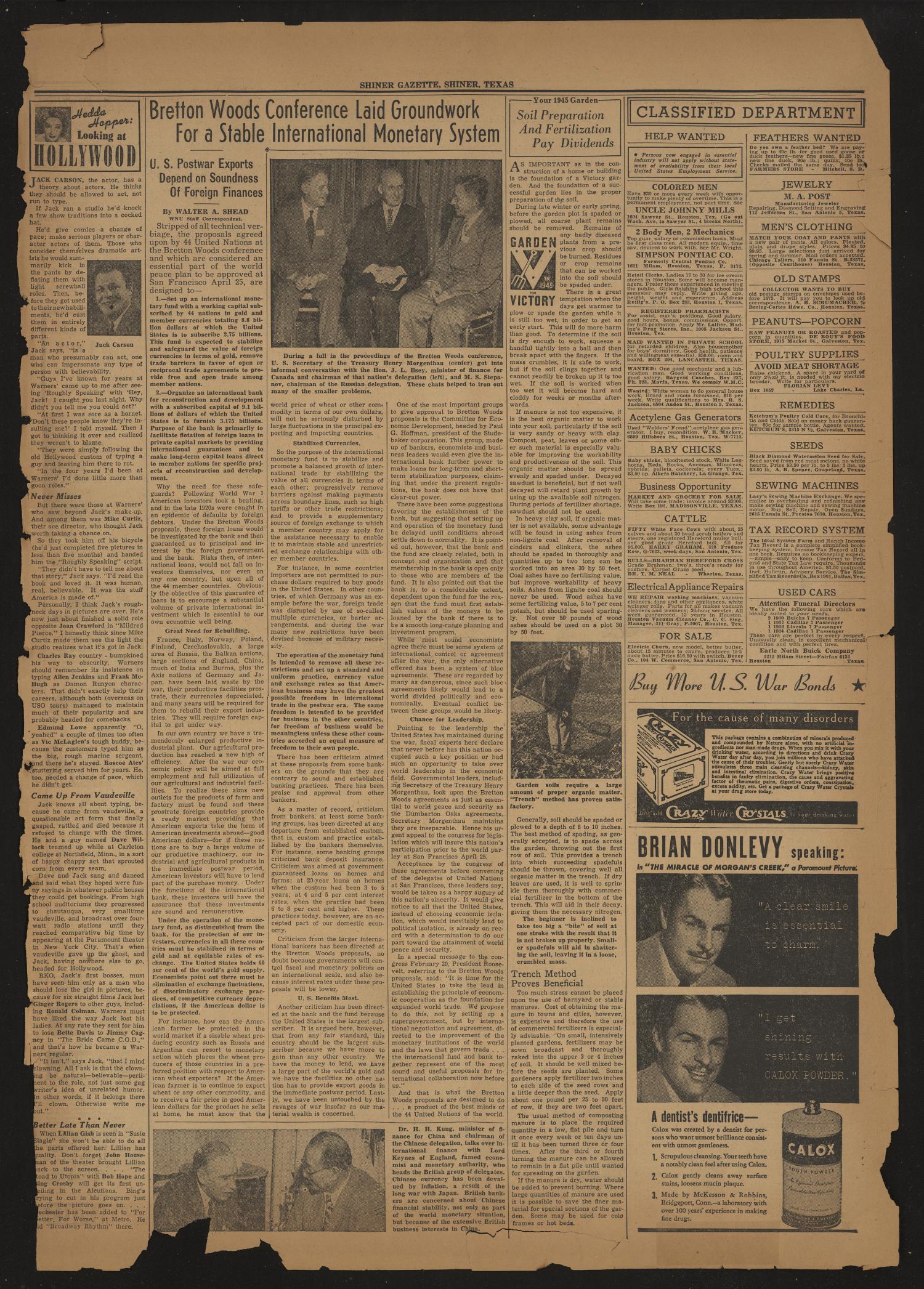 The Shiner Gazette (Shiner, Tex.), Vol. 51, No. 16, Ed. 1 Thursday, April 19, 1945
                                                
                                                    [Sequence #]: 9 of 10
                                                