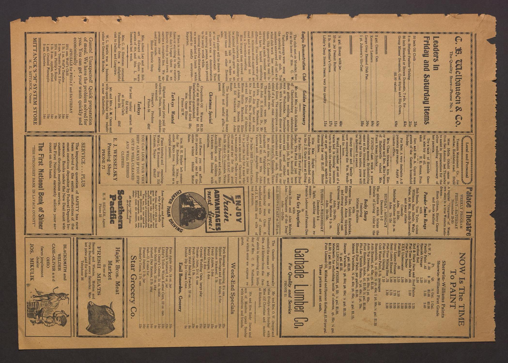 Shiner Gazette (Shiner, Tex.), Vol. 42, No. 49, Ed. 1 Thursday, November 28, 1935
                                                
                                                    [Sequence #]: 5 of 8
                                                