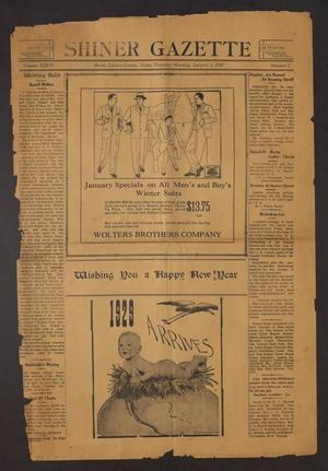 Primary view of object titled 'Shiner Gazette (Shiner, Tex.), Vol. 36, No. 7, Ed. 1 Thursday, January 3, 1929'.