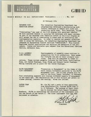 Primary view of object titled 'Convair Supervisory Newsletter, Number 657, February 26, 1964'.