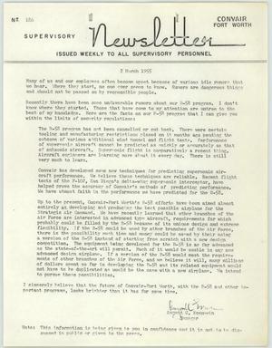 Primary view of object titled 'Convair Supervisory Newsletter, Number 186, March 2, 1955'.