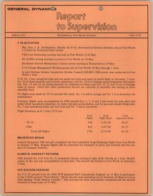 Convair Report to Supervision, Number 1022, June 7, 1978