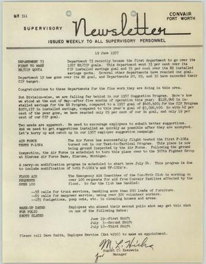 Primary view of object titled 'Convair Supervisory Newsletter, Number 311, June 19, 1957'.