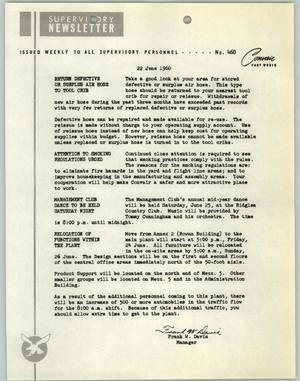 Primary view of object titled 'Convair Supervisory Newsletter, Number 468, June 22, 1960'.