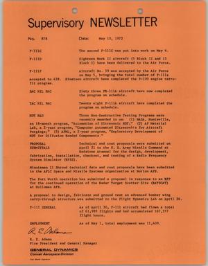 Primary view of object titled 'Convair Supervisory Newsletter, Number 878, May 10, 1972'.