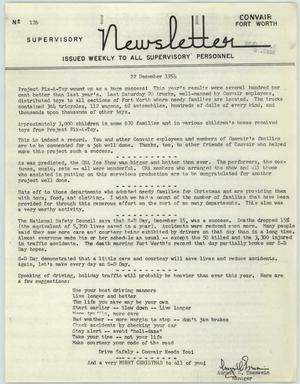 Primary view of object titled 'Convair Supervisory Newsletter, Number 176, December 22, 1954'.
