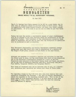 Primary view of object titled 'Convair Supervisory Newsletter, Number 98, June 24, 1953'.