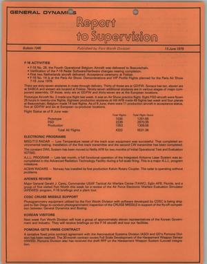 Primary view of object titled 'Convair Report to Supervision, Number 1045, June 13, 1979'.