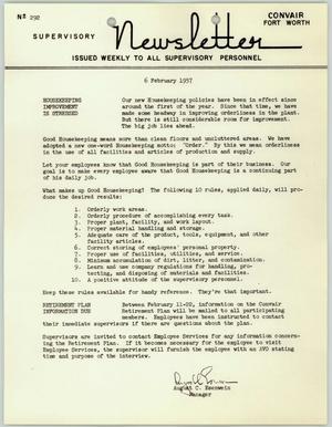 Primary view of object titled 'Convair Supervisory Newsletter, Number 292, February 6, 1957'.