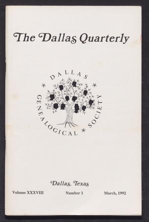Primary view of object titled 'The Dallas Quarterly, Volume 38, Number 1, March 1992'.