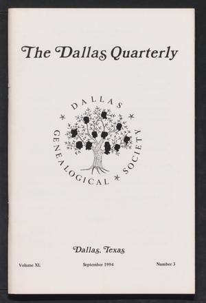 Primary view of object titled 'The Dallas Quarterly, Volume 40, Number 3, September 1994'.