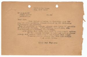 Primary view of object titled '[Letter from F. P. Loughridge to J. D. Smith, December 12, 1923]'.