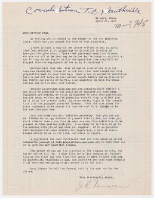 Primary view of object titled '[Letter from J. R. Duncan to T. E. Penn, April 27, 1955]'.