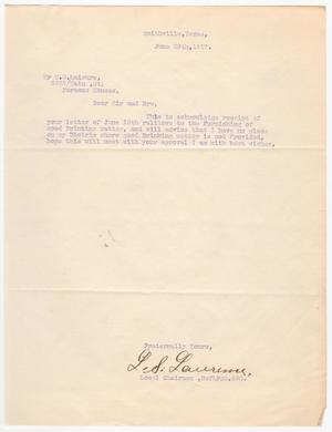 Primary view of object titled '[Letter from L. S. Lawrence to M. O. Laisure, June 29, 1917]'.