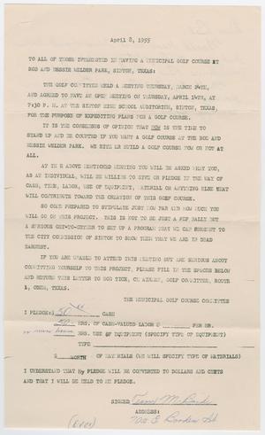 [Letter from Tom McBride to Bob Tice, April 8, 1955]