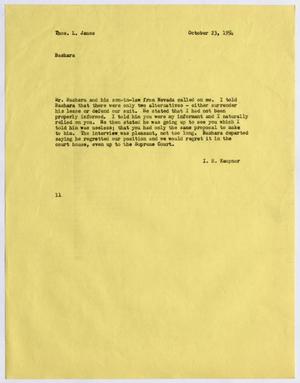 Primary view of object titled '[Letter from I. H. Kempner to Thomas L. James, October 23, 1954]'.