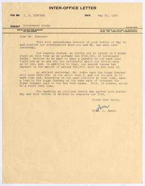 Primary view of object titled '[Letter from Thomas Leroy James to Isaac Herbert Kempner, May 20, 1954]'.
