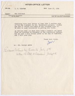 Primary view of object titled '[Letter from Thomas Leroy James to Isaac Herbert Kempner, June 17, 1954]'.