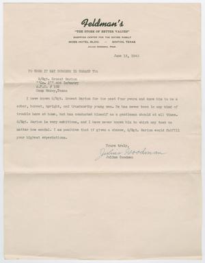 [Letter from Julius Goodman, June 18, 1943]